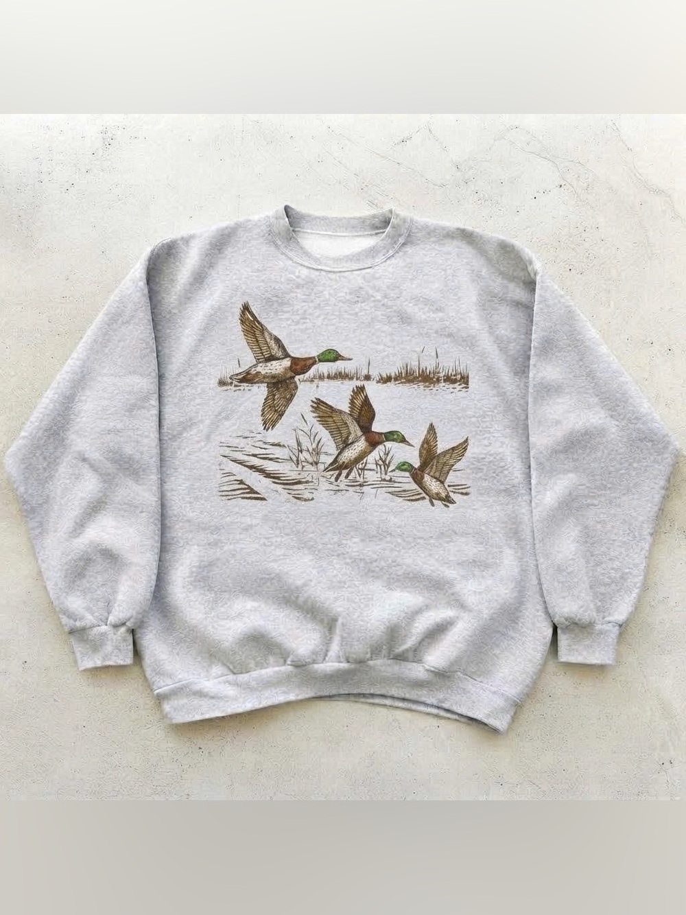 Vintage Classic Duck Flight Sweatshirt - Gray with Green Accent